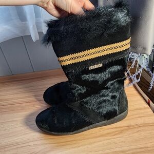 Tecnica Black Fur Boots with Tan Accent Size 38